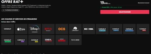 Bon plan offre RAT+ Canalplus -26 ans :  19.99€ Canal+ , NetFlix , Ocs , Disney , Cinema … 16 chaines !!